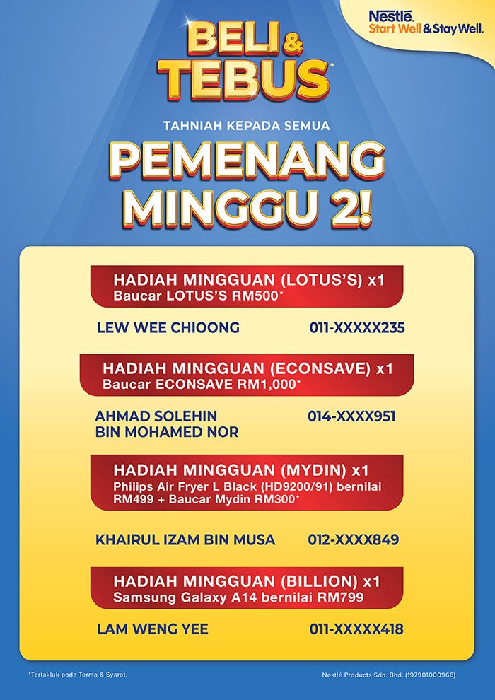 Beli Tebus Winner List Week 2