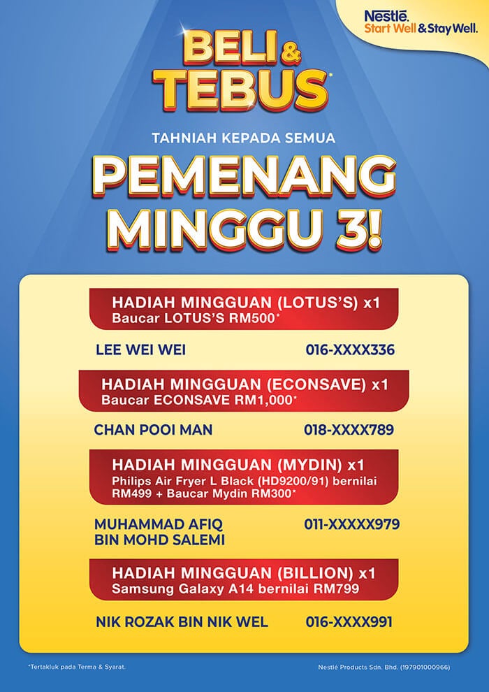 Beli Tebus Winner List Week 3
