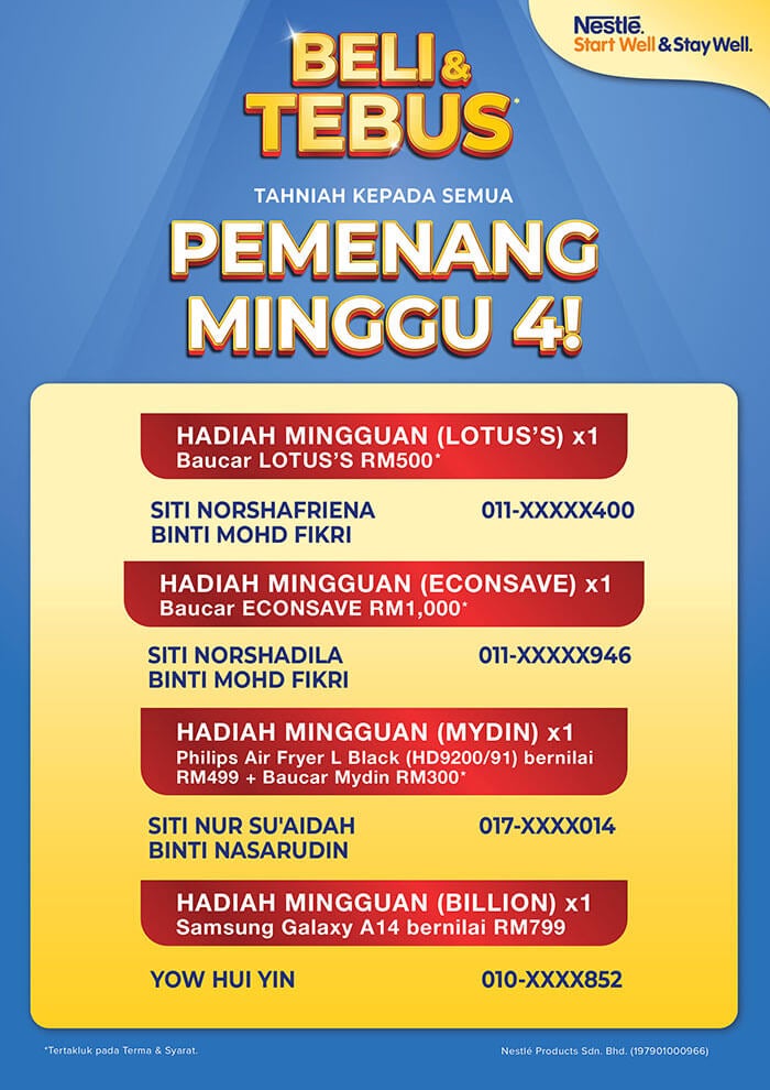Beli Tebus Winner List Week 4